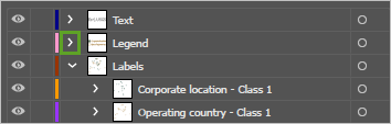 Кнопка Раскрыть для слоя Legend на панели Слои