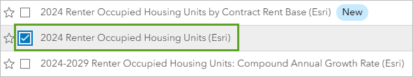 Индикатор 2022 Renter Occupied Housing Units (Esri) percentage выбранный в категории 2022 Key Demographic Indicators (Esri).