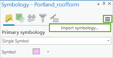 Опция Импорт символов