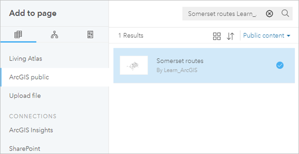 Выберите слой Somerset routes.