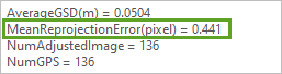 MeanReprojectionError(pixel) со значением 0.441