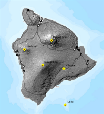 mapa del volcán kilauea