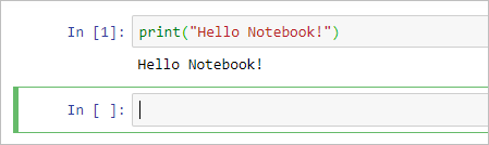 Hello Notebook появится под ячейкой, и будет добавлена новая ячейка.