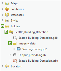 Развернуты Папки, Seattle_Building_Detection и Imagery_data