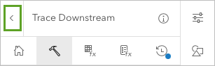 Кнопка Назад на панели Трассировка вниз по течению