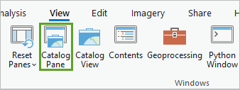Панель Каталог в группе Окна на вкладке Вид