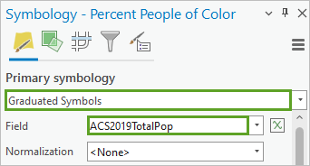 Панель Символы для слоя Percent People of Color