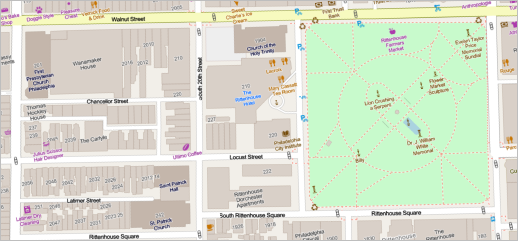 Риттенхаус-сквер с базовой картой OpenStreetMap