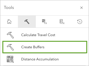 Инструмент Создать буферы на вкладке Инструменты