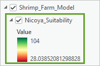 Слой Nicoya_Suitability layer в панели Содержание