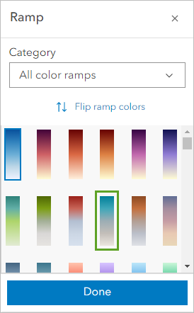 Blue-to-gray color ramp