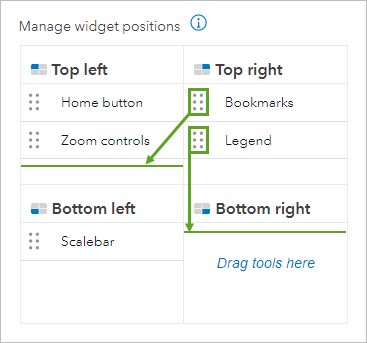 Position settings showing moved tools