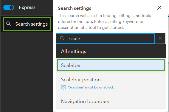 Search settings results for scale keyword