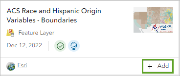 ACS Race and Hispanic Origin Variables-Boundaries 图层的添加按钮