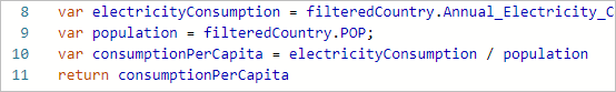 形成语句 return consumptionPerCapita。