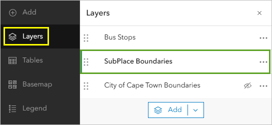 选择 SubPlace Boundaries 图层。