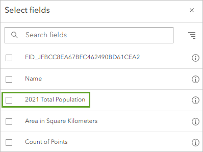 选择 2021 Total Population 字段。