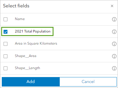 选择 2021 Total Population 字段。