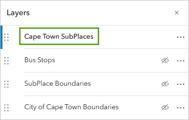选择 Cape Town SubPlaces 图层。
