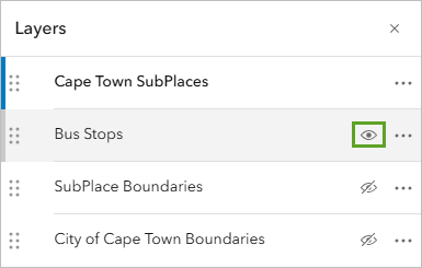 打开 Bus Stops 图层的可见性。