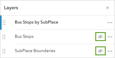 关闭 Bus Stops 和 SubPlace Boundaries 图层。
