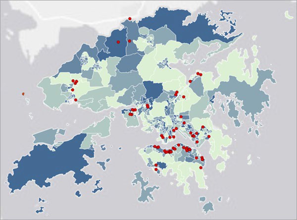 包含资源不足风险结果的香港地图