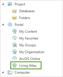 用于添加数据的 Living Atlas 选项