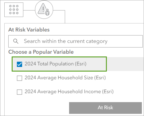 选择 2022 年总人口数 (Esri) 变量。