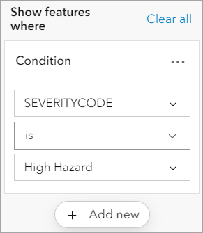 构建表达式 SEVERITYCODE is High Hazard。