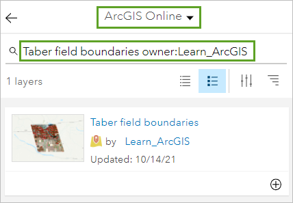 搜索 Taber field boundaries 图层。