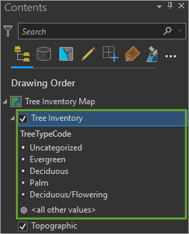 “内容”窗格上的 Tree Inventory 图层
