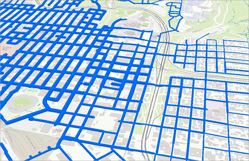 较大的圣地亚哥市的给水干管 3D 视图