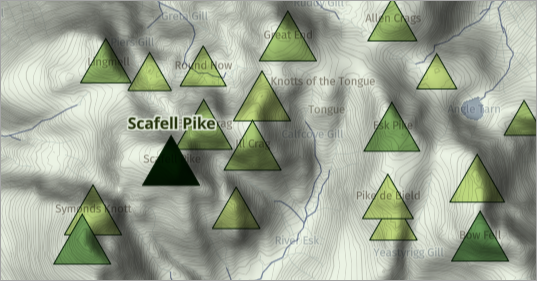 在地图上放大至 Scafell Pike