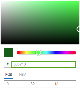 颜色选取器设置为 #005910（深绿色）