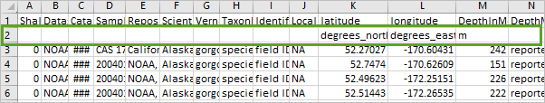 csv 文件中的第二行