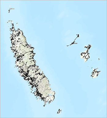 新喀里多尼亚及符号化的人口密集位置