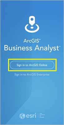 登录到 ArcGIS Online 选项