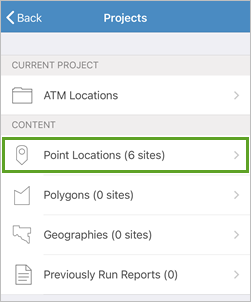 Point Locations (6 sites) 按钮