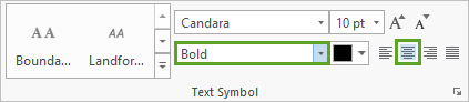 在功能区的“格式”选项卡上将字体属性设置为 Bold 和居中对齐。
