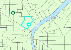 在地图上托莱多标注附近的所选区块组
