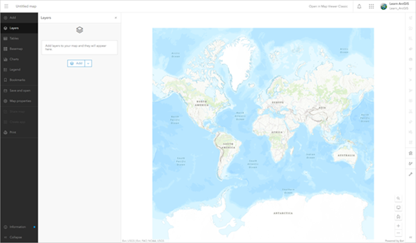 新地图将显示在 Map Viewer 中。