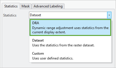 “符号”窗格中统计信息设置为 DRA