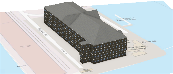 港口建筑物的 3D 视图