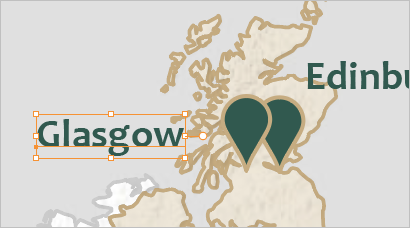 苏格兰旁边的 Glasgow 标注