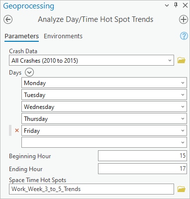 “分析日期/时间热点趋势”模型的参数