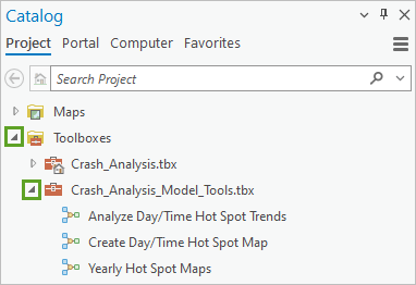 已展开 Toolboxes 文件夹的“目录”窗格