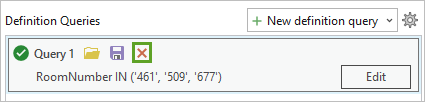 “移除定义查询”按钮