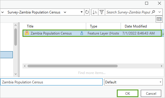 Zambia Population Census 托管要素图层