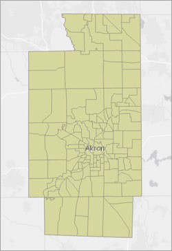 俄亥俄州萨米特县人口普查区域地图
