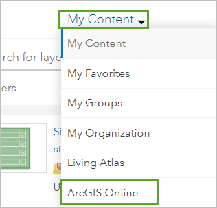 搜索 ArcGIS Online。